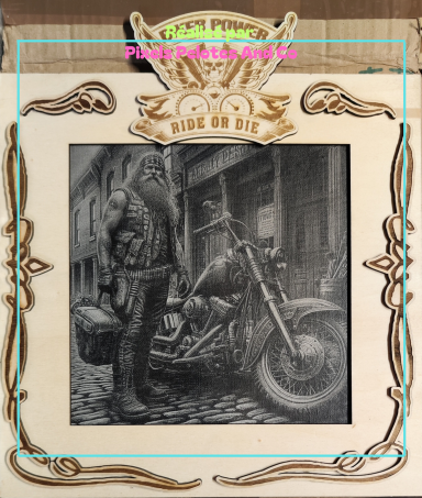 Gravure photo sur toile Biker avec cadre complet peuplier 40€