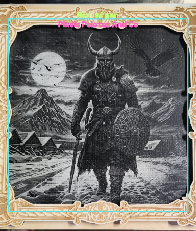 Gravure photo sur toile viking n°1 avec cadre complet peuplier 40€